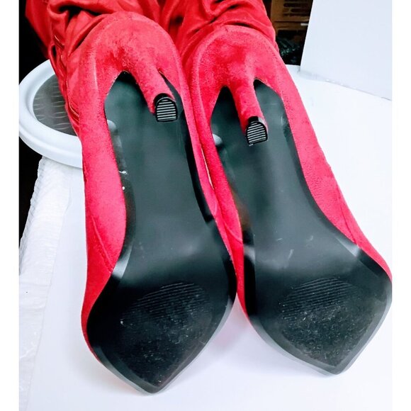 Nadine WC Womens Over-The-Knee Red Stiletto Heeled Boots Size 8.5 WC Textile Upp - Picture 7 of 8